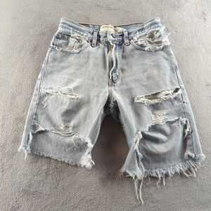 Vintage Y2K Levis Shorts 32 (Fits 30) Blue Light Wash Faded Cut Off Ripp Grunge